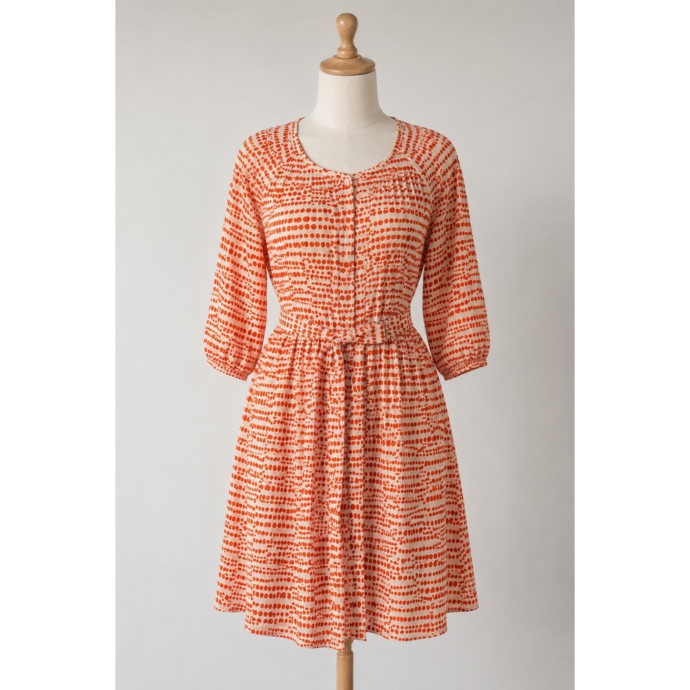 Erin Flett Dress Soft Voile Cotton Hand Drawn Silk Screen Brunch Coastal Chic Lg
